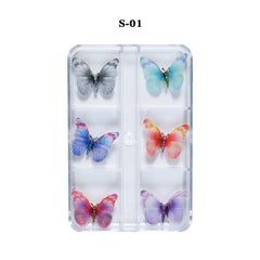 Butterfly 3D Nail Art with Glitter Rhinestones and Diamond Ornaments