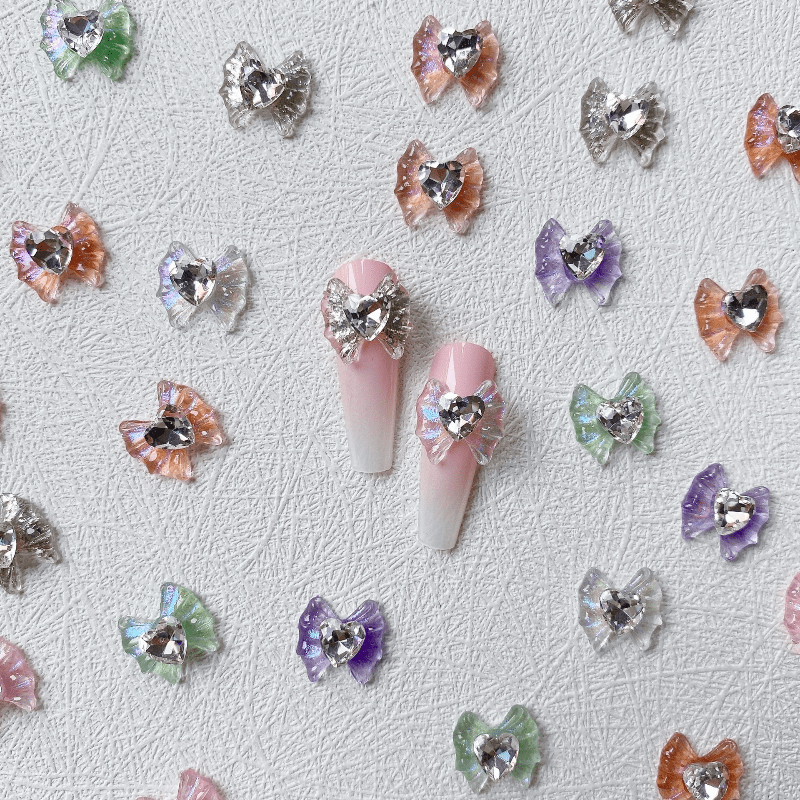 3D Resin Aurora Ribbon Bow Nail Decoration