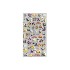 5D Stereoscopic Halloween Nail Stickers - Skull, Ghost, Pumpkin Decals