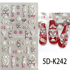 5D Stereoscopic Halloween Nail Stickers - Skull, Ghost, Pumpkin Decals