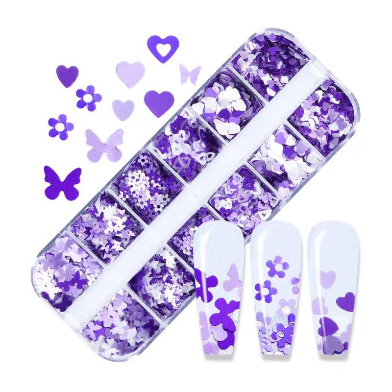 Butterfly Heart Shape Glitter Sequins Holographic Nail Sequin