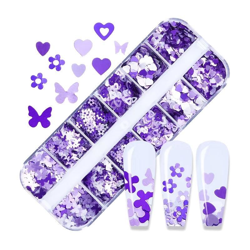Butterfly Heart Shape Glitter Sequins Holographic Nail Sequin