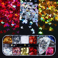 Butterfly Heart Shape Glitter Sequins Holographic Nail Sequin