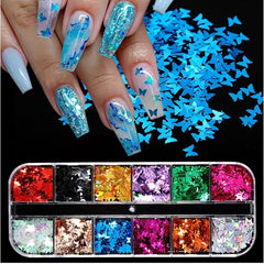 Butterfly Heart Shape Glitter Sequins Holographic Nail Sequin