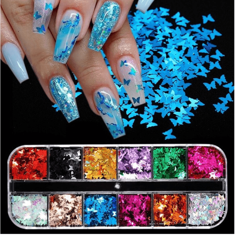 Butterfly Heart Shape Glitter Sequins Holographic Nail Sequin
