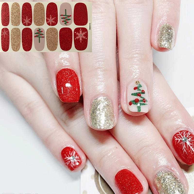Christmas Nail Polish Stickers - Snowflake Tree Santa Claus - Self Adhesive