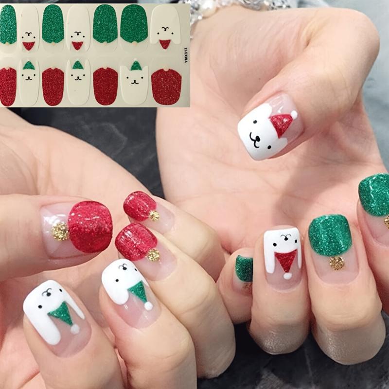 Christmas Nail Polish Stickers - Snowflake Tree Santa Claus - Self Adhesive