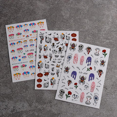 4pcs Halloween Nail Art Stickers Self Adhesive Decals Skull Bat Pumpkin Ghost