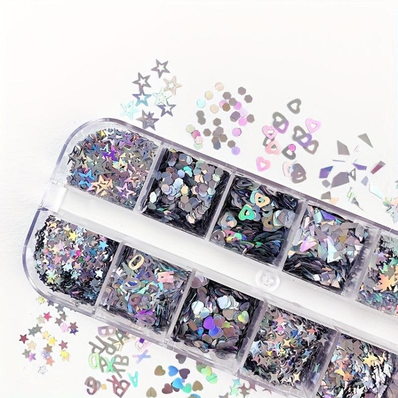 Holographic 3D Nail Art Flakes Confetti Glitter Sticker DIY
