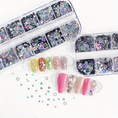 Holographic 3D Nail Art Flakes Confetti Glitter Sticker DIY