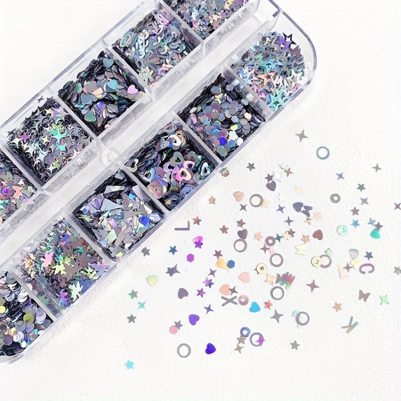 Holographic 3D Nail Art Flakes Confetti Glitter Sticker DIY