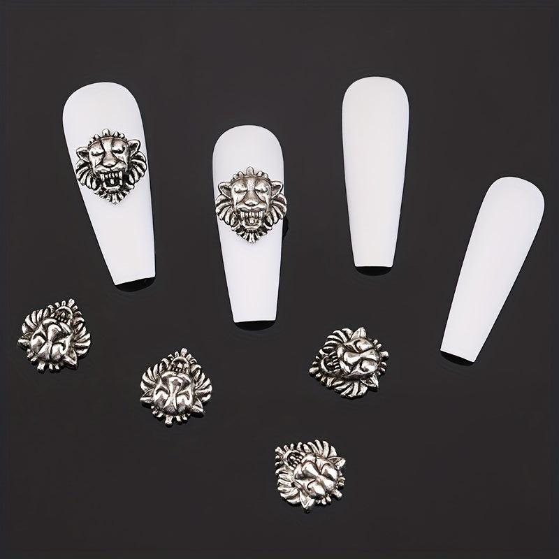 20pcs Nail Art Accessories Bronze/Silvery Lion Head Manicure DIY Decoration