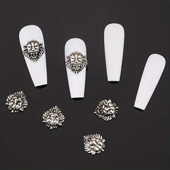 20pcs Nail Art Accessories Bronze/Silvery Lion Head Manicure DIY Decoration