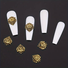 20pcs Nail Art Accessories Bronze/Silvery Lion Head Manicure DIY Decoration