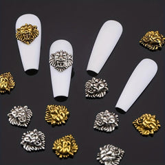 20pcs Nail Art Accessories Bronze/Silvery Lion Head Manicure DIY Decoration