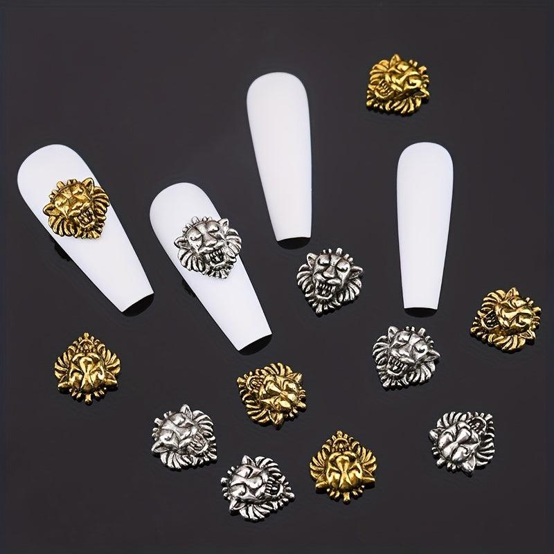 20pcs Nail Art Accessories Bronze/Silvery Lion Head Manicure DIY Decoration