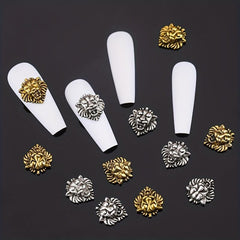 20pcs Nail Art Accessories Bronze/Silvery Lion Head Manicure DIY Decoration