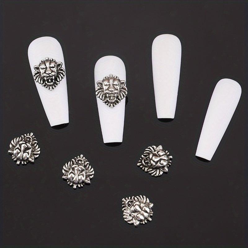 20pcs Nail Art Accessories Bronze/Silvery Lion Head Manicure DIY Decoration