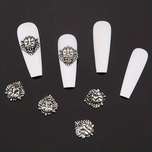 20pcs Nail Art Accessories Bronze/Silvery Lion Head Manicure DIY Decoration