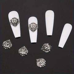 20pcs Nail Art Accessories Bronze/Silvery Lion Head Manicure DIY Decoration