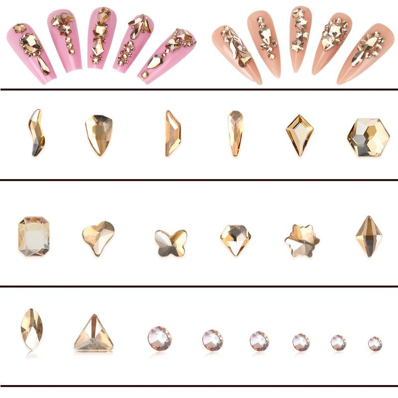 Nail Rhinestones Kit Champagne Gems