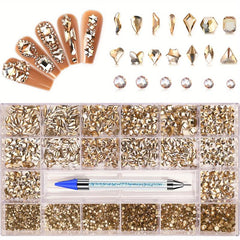 Nail Rhinestones Kit Champagne Gems