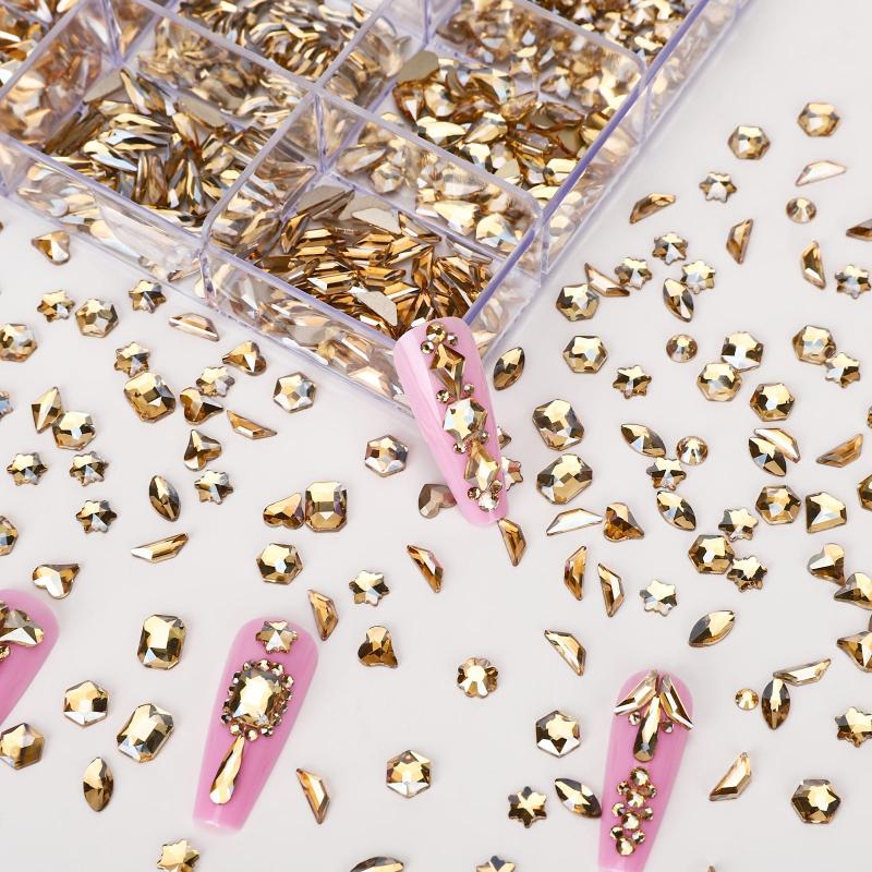 Nail Rhinestones Kit Champagne Gems