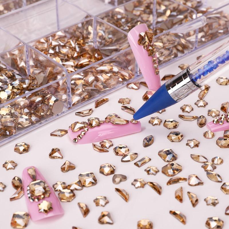 Nail Rhinestones Kit Champagne Gems