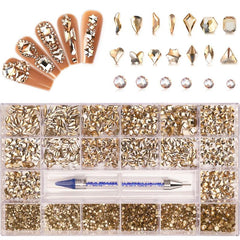 Nail Rhinestones Kit Champagne Gems