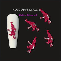 10pcs AK Gun Nail Art Charms With AB Rhinestones 3D Gun Nail Accessories