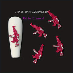 10pcs AK Gun Nail Art Charms With AB Rhinestones 3D Gun Nail Accessories