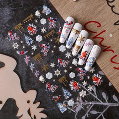 5D Glitter Christmas Nail Stickers Snowflake Elk Decals