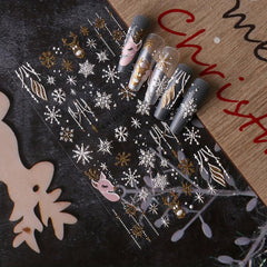 5D Glitter Christmas Nail Stickers Snowflake Elk Decals