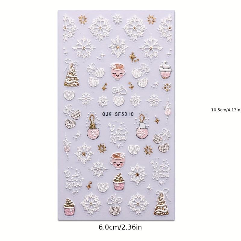 5D Glitter Christmas Nail Stickers Snowflake Elk Decals