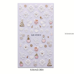 5D Glitter Christmas Nail Stickers Snowflake Elk Decals