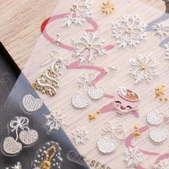 5D Glitter Christmas Nail Stickers Snowflake Elk Decals