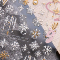 5D Glitter Christmas Nail Stickers Snowflake Elk Decals