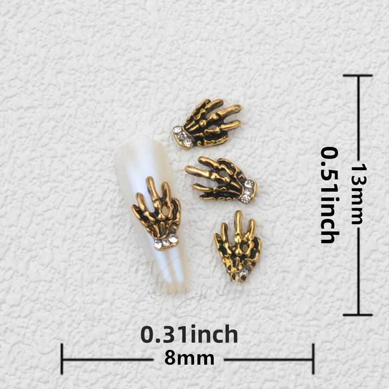 20 Pcs Halloween Rabbit Skeleton Nail Art Charms 3D Vintage Alloy