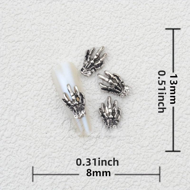 20 Pcs Halloween Rabbit Skeleton Nail Art Charms 3D Vintage Alloy