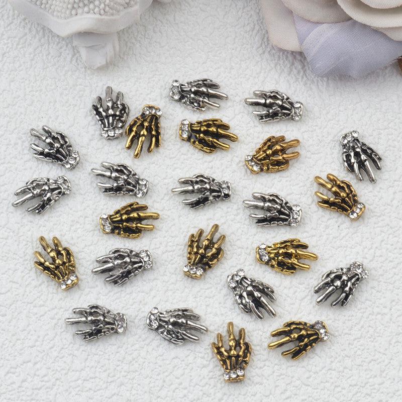 20 Pcs Halloween Rabbit Skeleton Nail Art Charms 3D Vintage Alloy