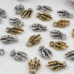 20 Pcs Halloween Rabbit Skeleton Nail Art Charms 3D Vintage Alloy