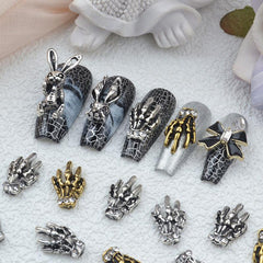 20 Pcs Halloween Rabbit Skeleton Nail Art Charms 3D Vintage Alloy