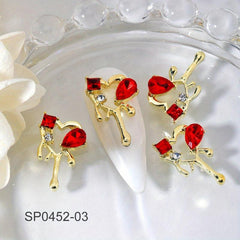 10 Pcs Heart LOVE Nail Art Stud Rhinestones Crystal Sequins 3D Colorful Charms