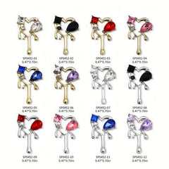 10 Pcs Heart LOVE Nail Art Stud Rhinestones Crystal Sequins 3D Colorful Charms