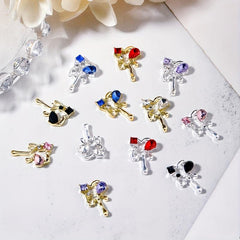 10 Pcs Heart LOVE Nail Art Stud Rhinestones Crystal Sequins 3D Colorful Charms