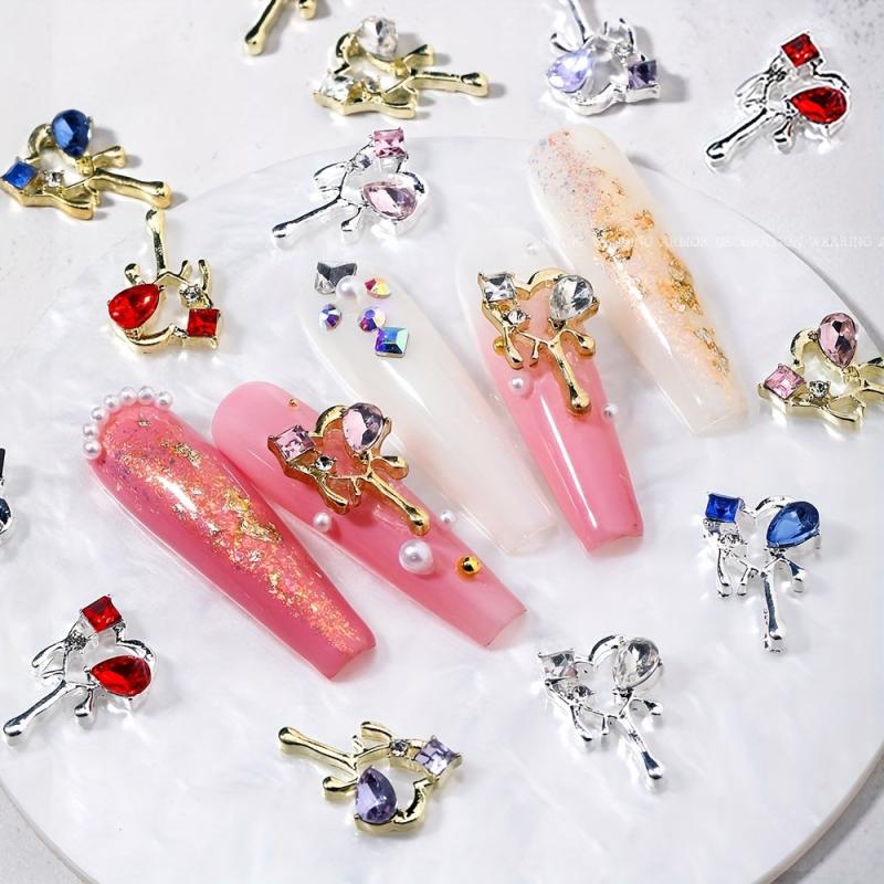 10 Pcs Heart LOVE Nail Art Stud Rhinestones Crystal Sequins 3D Colorful Charms