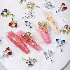 10 Pcs Heart LOVE Nail Art Stud Rhinestones Crystal Sequins 3D Colorful Charms