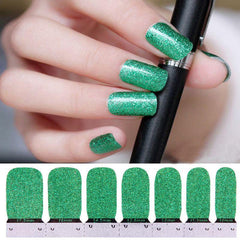 Glitter Nail Polish Strips Self Adhesive Press On Nail Stickers, Full Nail Wraps
