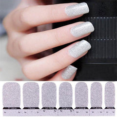 Glitter Nail Polish Strips Self Adhesive Press On Nail Stickers, Full Nail Wraps