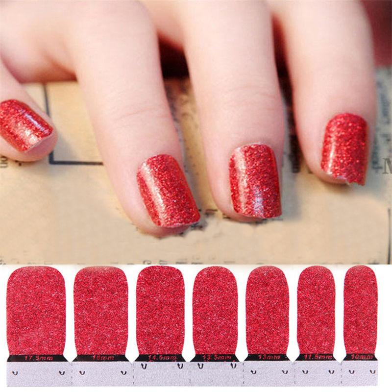 Glitter Nail Polish Strips Self Adhesive Press On Nail Stickers, Full Nail Wraps